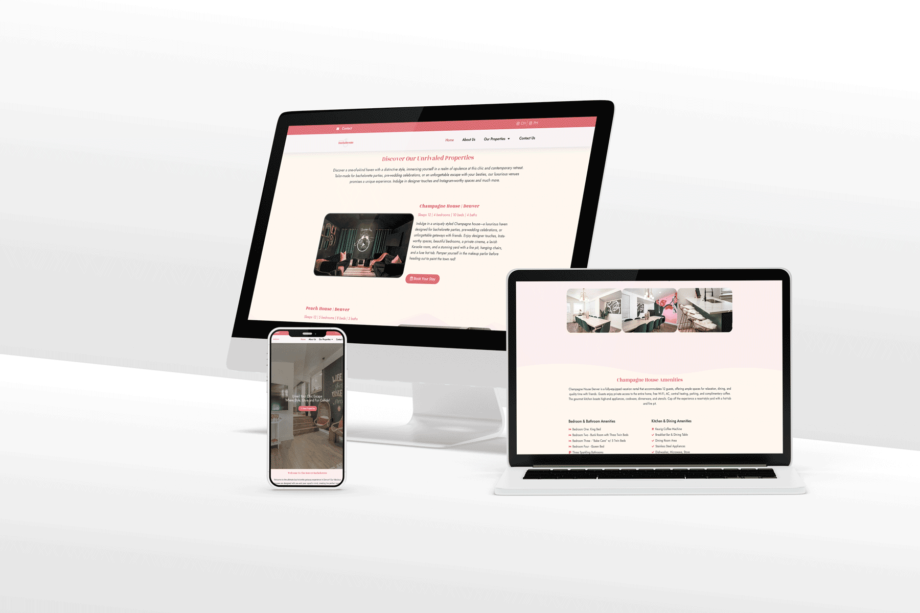 Mockup of Denver Bachelorette Website Design by Your Wish Digital, showcasing a fresh and modern web design transformation.